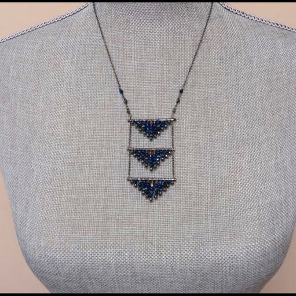 Triple Hand-beaded Lapis Triangles Necklace,Boutique - Picture 12 of 16